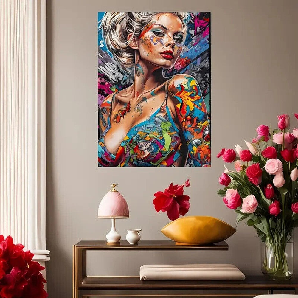 Abstract Graffiti Sexy Woman Canvas Print Framed 16" x 24" Wall Art Home & Garden:Home Décor:Posters & Prints Style Your Walls